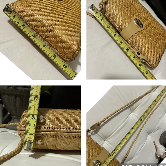 Gorgeous Vintage Bag-Tan Natural Fiber Exterior-Turn Lock Closure - Picture 16 of 16